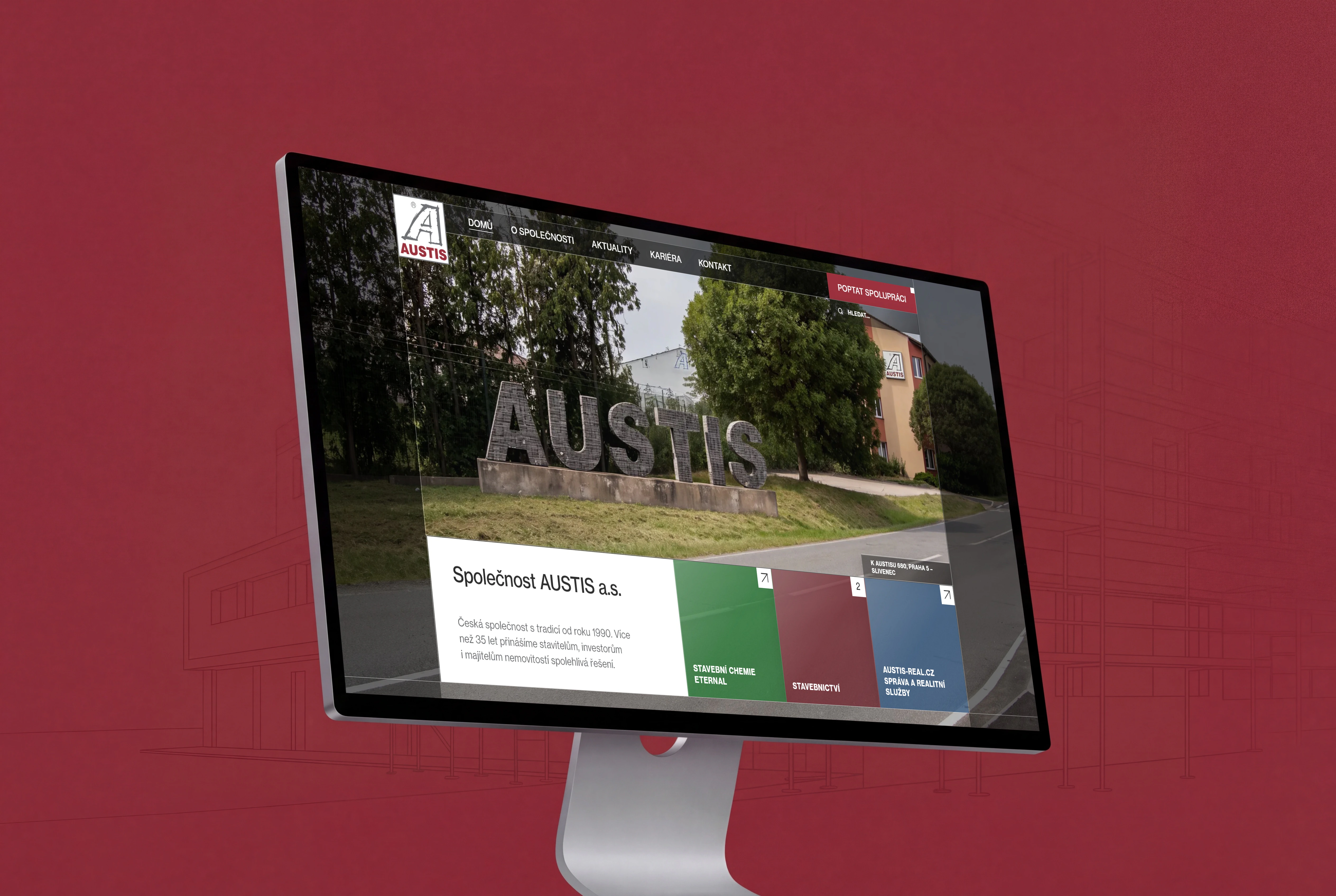 Austis, web na monitoru